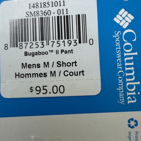 Columbia Mens Bugaboo II Pants Sz M Short Waterproof Omni Tech Winter Snow Black - Picture 5 of 9